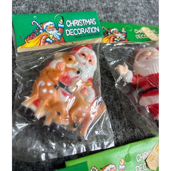 Vtg 1970s Christmas Decorations Set Of 5 Santa Reindeer Angel Candy Cane - Picture 4 of 6